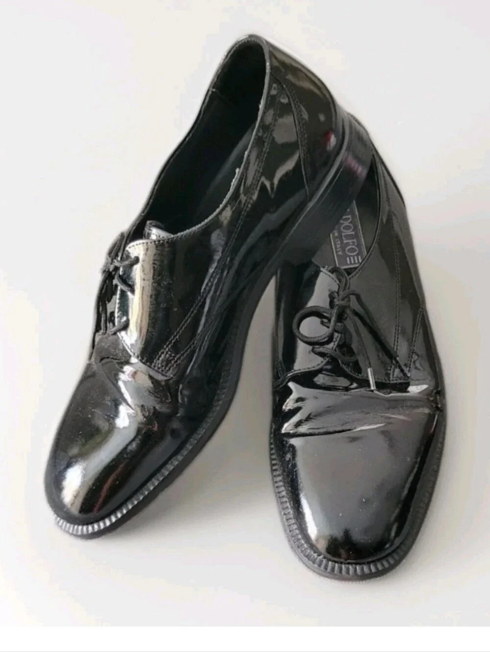 Adolfo Made In Italy Black Patent Leather Mens Dress Shoes Formal Tuxedo 9.5